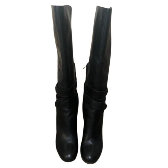 Sam Edelman Fairbanks EUC tall black leather boots with gold buckle details 7.5 - Picture 2 of 9